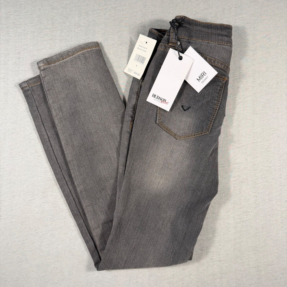 NEW Hudson Kids Miri Skinny Jeans Black Faded Wash Stretch Denim Size 8